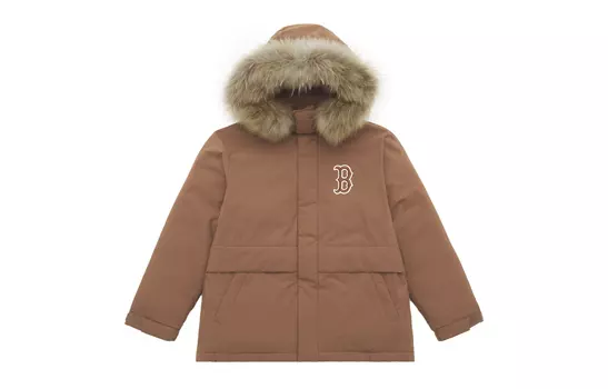 MLB Пуховик Boston Red Sox FW24 средней длины унисекс коричневого цвета