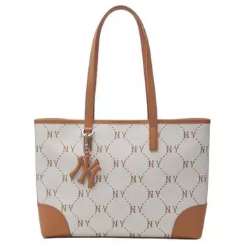 MLB Сумка-шоппер из полиэстера, сумка для покупок, дамская сумочка, сумка на плечо, унисекс, кремовая