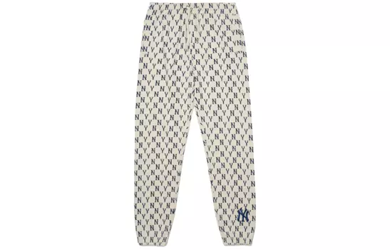 MLB Трикотажные спортивные брюки с монограммой и базовым логотипом, кремовые, унисекс