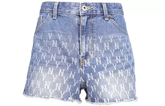 MLB Женские джинсовые шорты Old Flower синего цвета