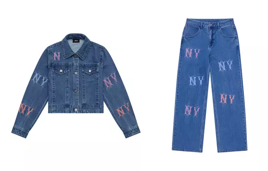 MLB Женский джинсовый повседневный костюм New York Yankees 24FW, цвет индиго