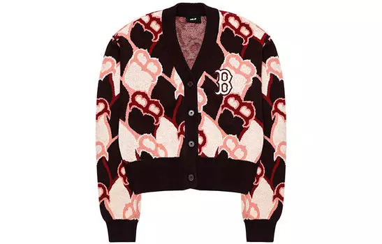 MLB Женский кашемировый свитер Old Flower бордового цвета