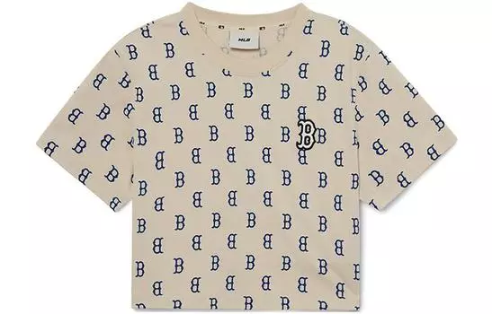 MLB Женский укороченный топ Los Angeles Dodgers светло-бежевого цвета