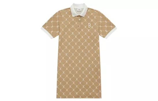 MLB Женское платье Boston Red Sox SS24 с короткими рукавами, светло-верблюжьего цвета