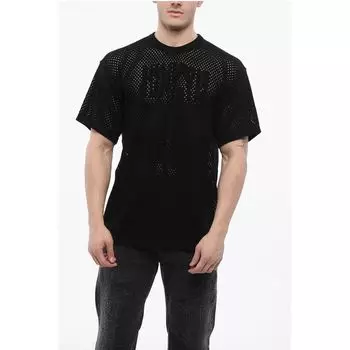 MM6 Ажурный хлопковый свитер с круглым вырезом Maison Margiela, Black