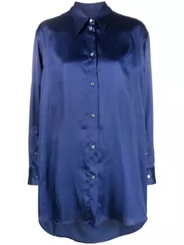 MM6 Maison Margiela атласная рубашка оверсайз с вырезом, синий