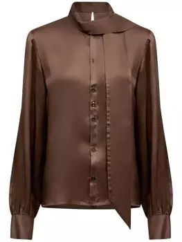 MM6 Maison Margiela атласная рубашка с завязками, коричневый