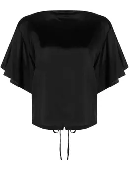 MM6 Maison Margiela атласный топ с расклешенными рукавами, черный
