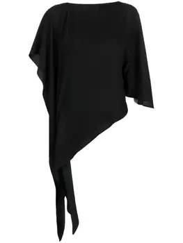 MM6 Maison Margiela блузка асимметричного кроя с короткими рукавами, черный
