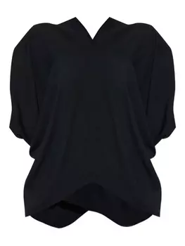 MM6 Maison Margiela блузка с V-образным вырезом и драпировкой, черный