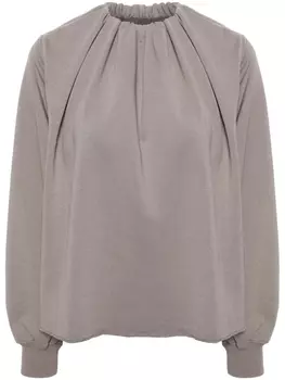 MM6 Maison Margiela блузка со сборками и декоративной строчкой, серый