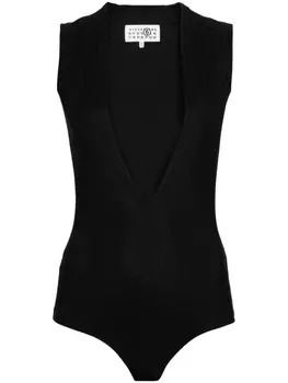 MM6 Maison Margiela боди с V-образным вырезом, черный