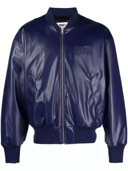 MM6 Maison Margiela бомбер из искусственной кожи с вышивкой, синий