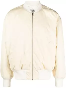 MM6 Maison Margiela бомбер с вышитым логотипом, нейтральный цвет