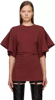 MM6 Maison Margiela Бордовая футболка с открытой спиной