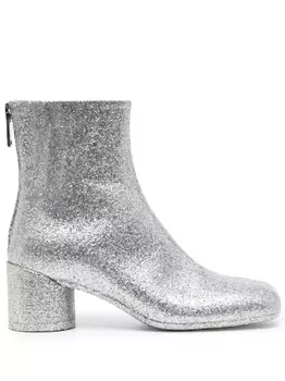 MM6 Maison Margiela ботильоны с квадратным носком и блестками, серебристый