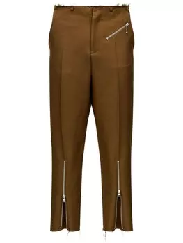 MM6 Maison Margiela брюки строгого кроя с молниями, коричневый