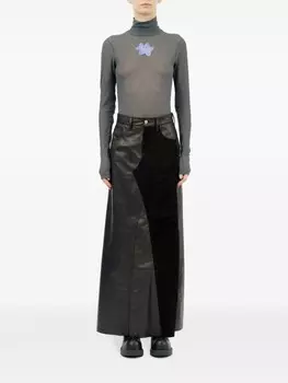 MM6 Maison Margiela длинная юбка из кожи с пятью карманами и вставками, черный