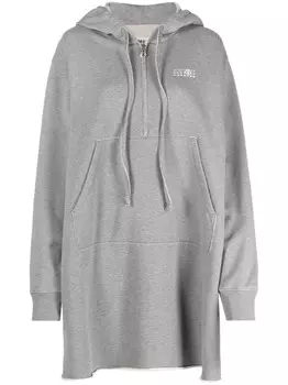 MM6 Maison Margiela длинное худи с логотипом, серый