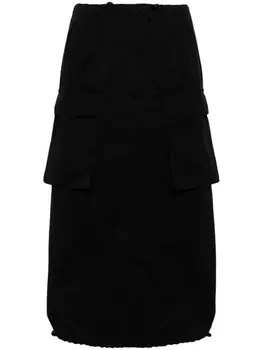 MM6 Maison Margiela drawstring-waist cotton midi skirt, черный