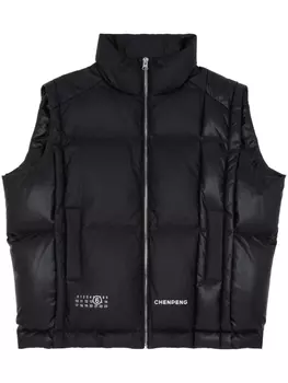 MM6 Maison Margiela дутый жилет с логотипом из коллаборации с Chen Peng, черный