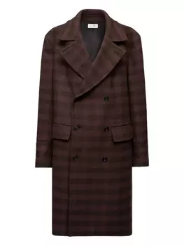 MM6 Maison Margiela двубортное пальто в клетку, коричневый