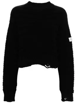 MM6 Maison Margiela джемпер крупной вязки с эффектом потертости, черный