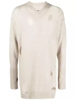 MM6 Maison Margiela джемпер с эффектом потертости, нейтральный цвет
