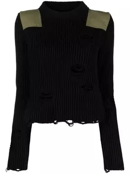 MM6 Maison Margiela джемпер с эффектом потертости, черный