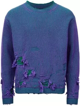 MM6 Maison Margiela джемпер с эффектом потертости, зеленый