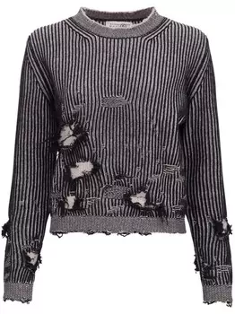 MM6 Maison Margiela джемпер с эффектом потертости, серый