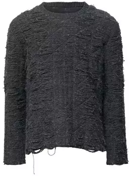 MM6 Maison Margiela джемпер с круглым вырезом и эффектом потертости, серый