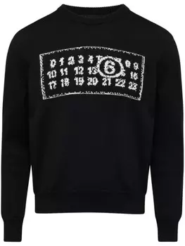 MM6 Maison Margiela джемпер с круглым вырезом и узором в виде цифр, черный