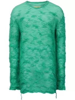 MM6 Maison Margiela джемпер с приспущенными плечами и эффектом потертости, зеленый