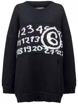 MM6 Maison Margiela джемпер с приспущенными плечами и декором Numbers, черный