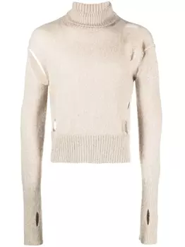 MM6 Maison Margiela джемпер с высоким воротником и эффектом потертости, нейтральный цвет