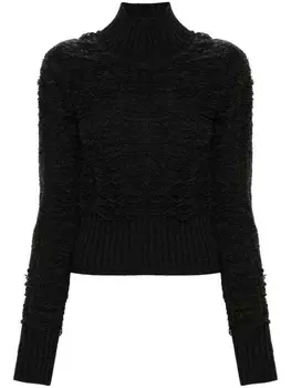 MM6 Maison Margiela джемпер с высоким воротником и эффектом потертости, серый