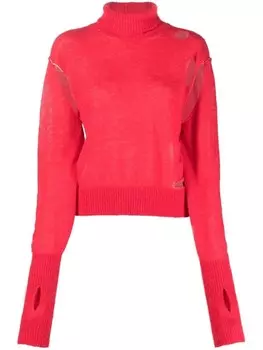 MM6 Maison Margiela джемпер с высоким воротником и эффектом потертости, розовый