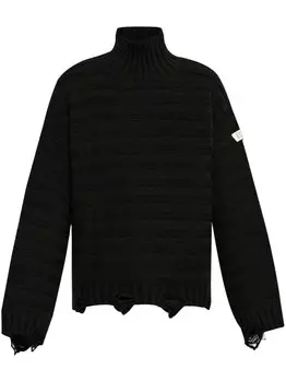 MM6 Maison Margiela джемпер с высоким воротом и потертостями, черный