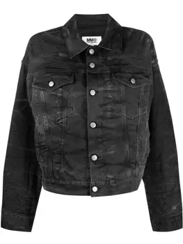 MM6 Maison Margiela джинсовая куртка с жатым эффектом, черный