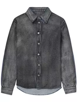 MM6 Maison Margiela джинсовая рубашка с эффектом потертости