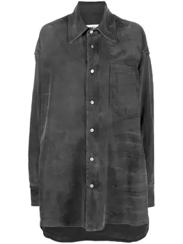 MM6 Maison Margiela джинсовая рубашка со складками, черный