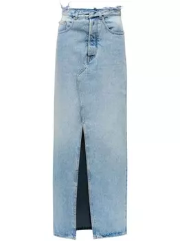 MM6 Maison Margiela джинсовая юбка макси с разрезом, синий