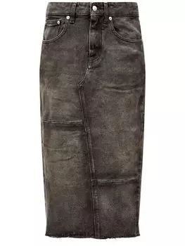 MM6 Maison Margiela джинсовая юбка с разрезом, серый