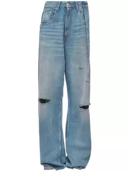 MM6 Maison Margiela джинсы bootcut со складками, синий