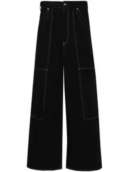 MM6 Maison Margiela джинсы широкого кроя с завышенной талией, черный