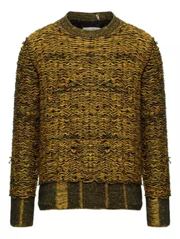 MM6 Maison Margiela фактурный свитер с круглым вырезом, коричневый