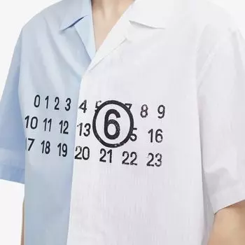Mm6 Maison Margiela Гибридная рубашка с короткими рукавами и логотипом, синий