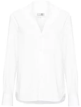 MM6 Maison Margiela хлопковая рубашка с V-образным вырезом, белый