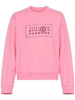 MM6 Maison Margiela хлопковая толстовка с цифровым мотивом, розовый